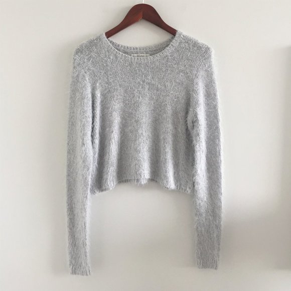 Abercrombie & Fitch Sweaters - Abercrombie & Fitch Fuzzy Eye Lash Sweater Silver Grey